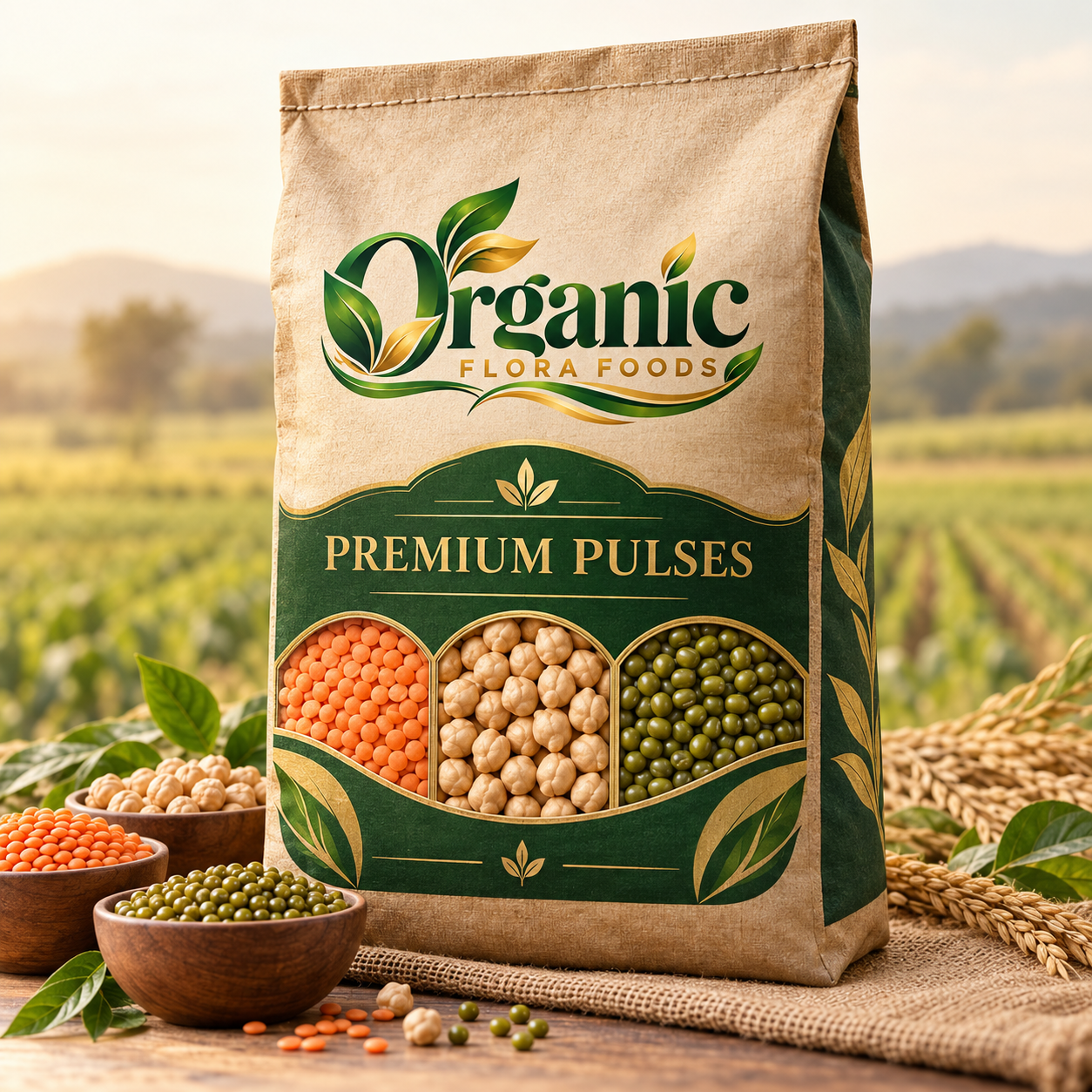 Organic Flora Foods branded pulses pack